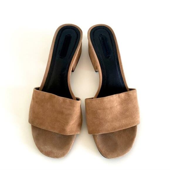 Alexander Wang Lou Suede Slide Sandal in Camel Size EU 38.5 - Picture 2 of 15